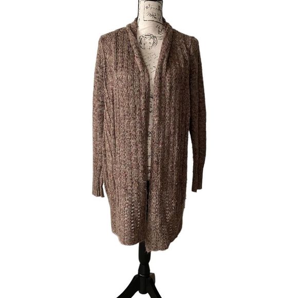 Torrid Open Cable Knit Cardigan Long Line Mid-length Sweater Brown Marled 00 - Picture 4 of 10